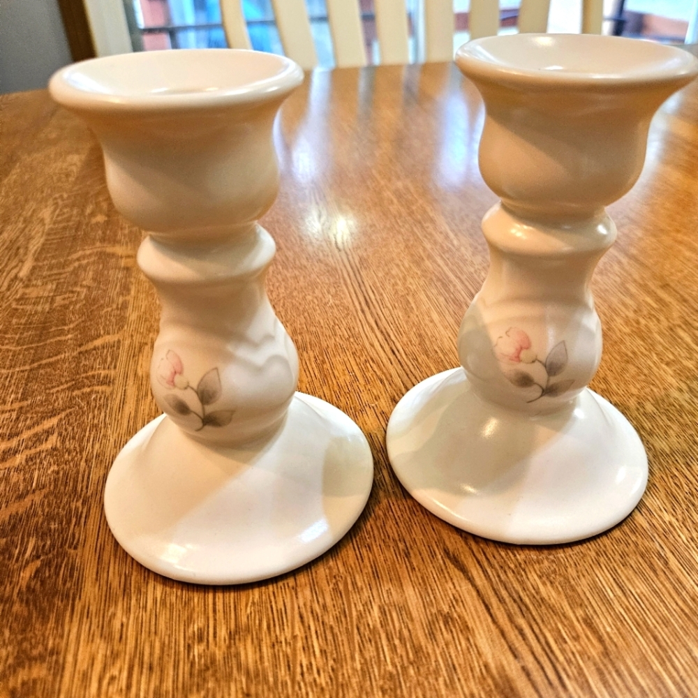 Elegant Cream Candlestick Holders, Pfaltzgraff Set Of 2, Vintage